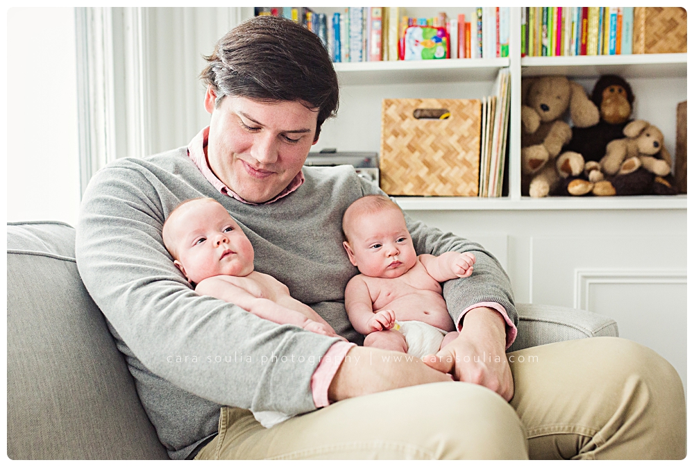 father and twins newborn photographer boston