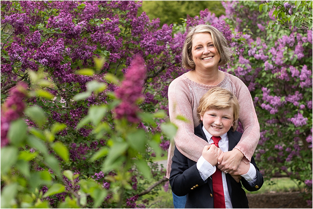 mother and son in boston lilac season photo