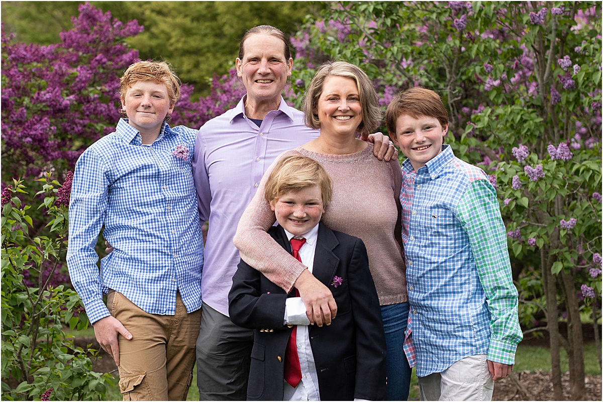 family photo during boston spring lilac season